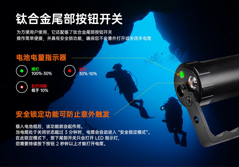 91视频成人版OrcaTorch,D860可充電潛水燈(dēng),高亮(liàng)度潛水手電筒,水下照明手電筒